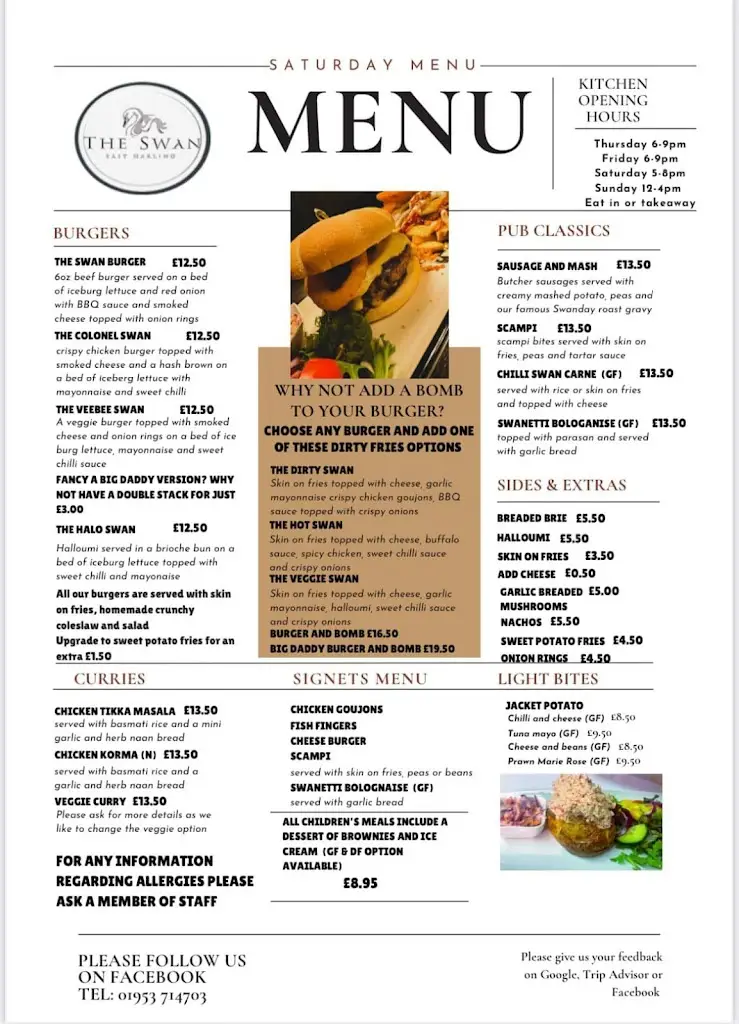 Menu_The Swan_East Harling_immagine_2