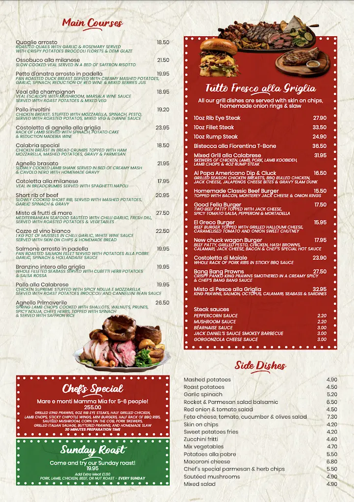 Menu_La Bella Calabria_Dunstable_image_1