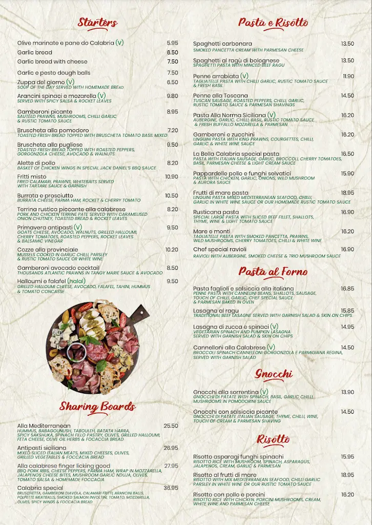 Menu_La Bella Calabria_Dunstable_image_2