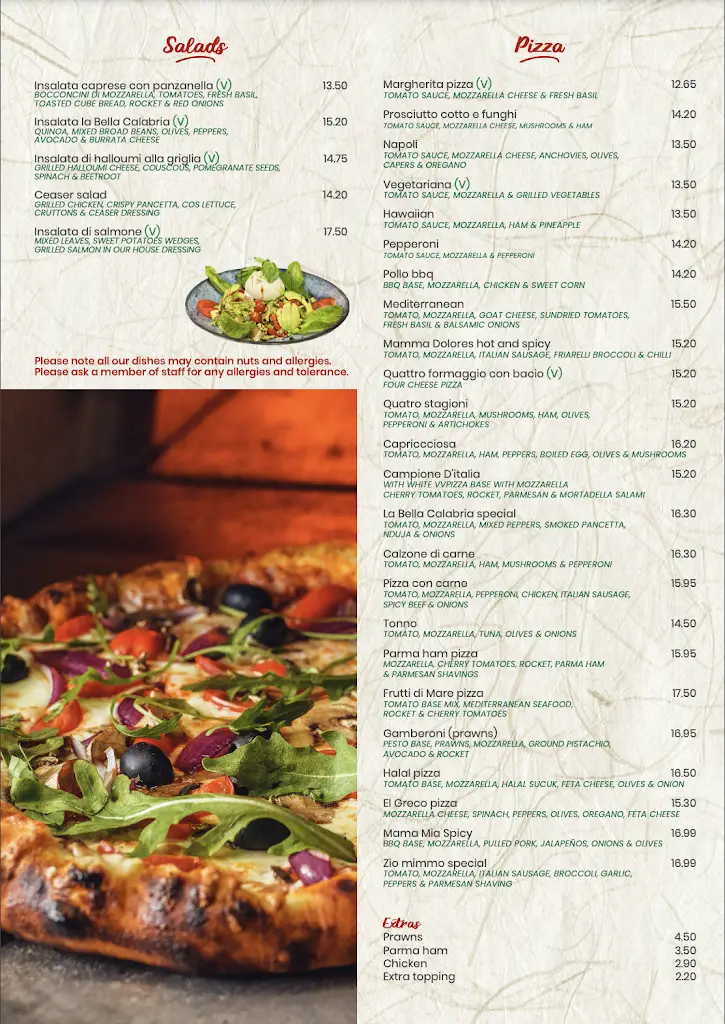 Menu_La Bella Calabria_Dunstable_image_3
