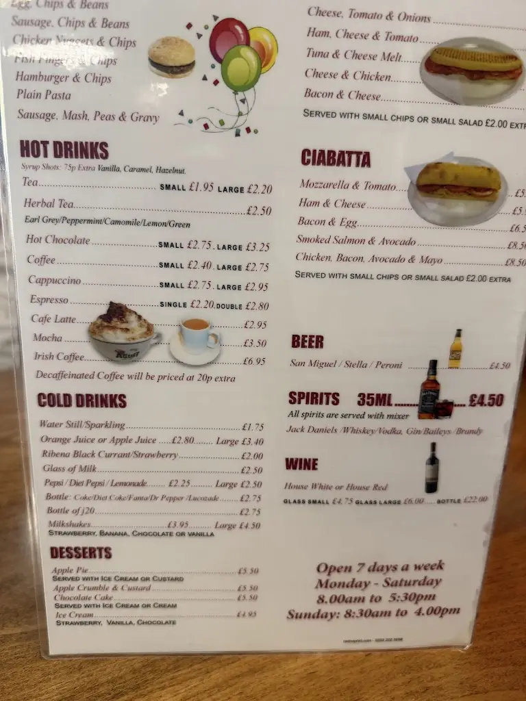 Menu_Cafe Latte._Dunstable_image_1