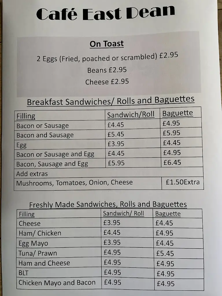Menu_Cafe East Dean_East Dean_image_1