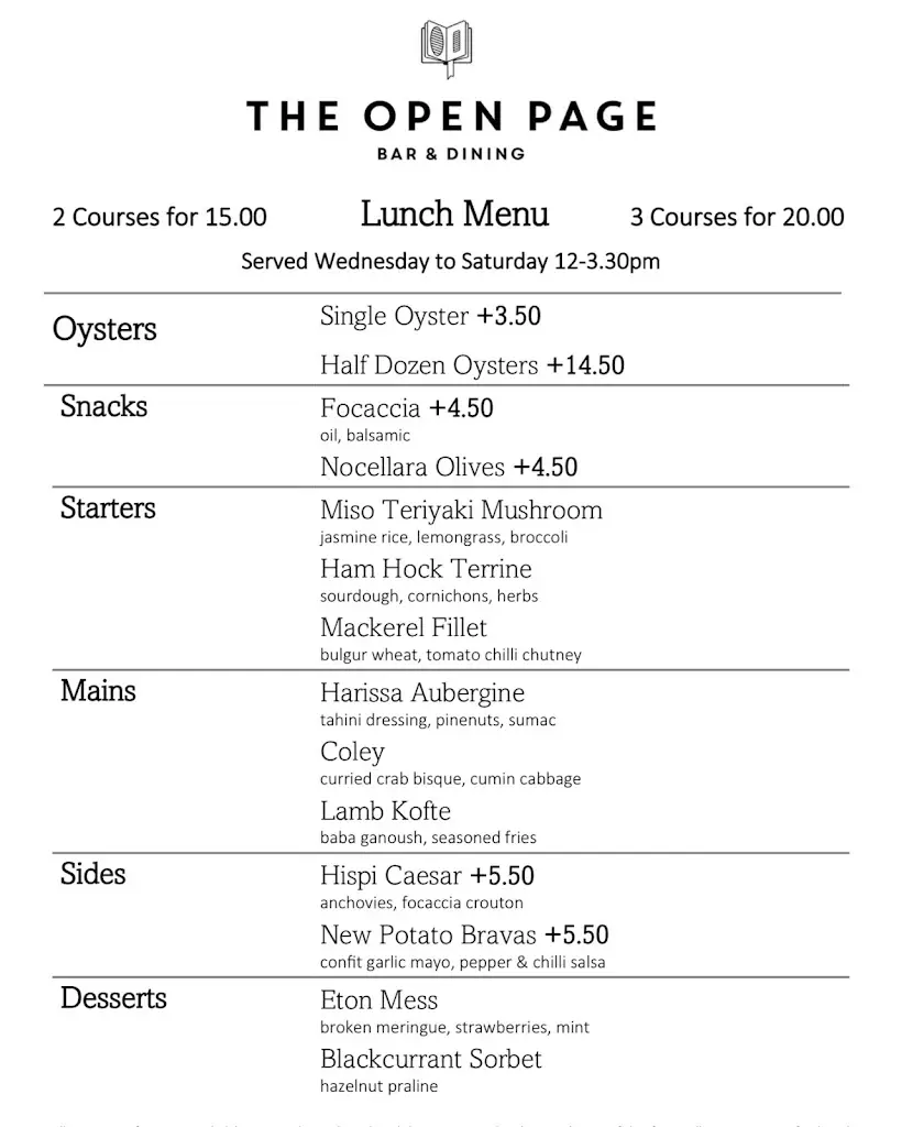 Menu_The Open Page_Earlsfield_image_4