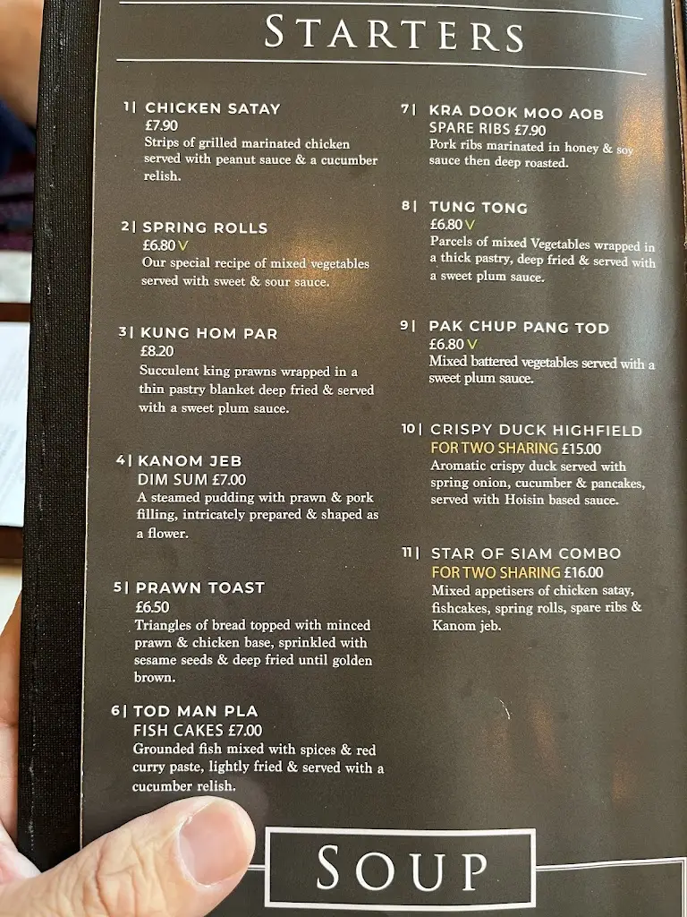 Menu_Star of Siam at The Highfield Hotel_East Rainton_image_2