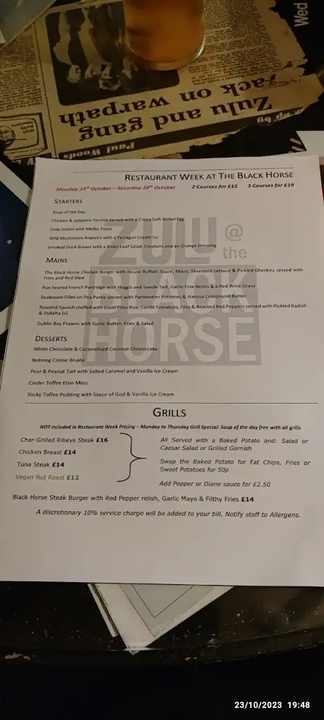 Menu_The Black Horse_East Boldon_image_1
