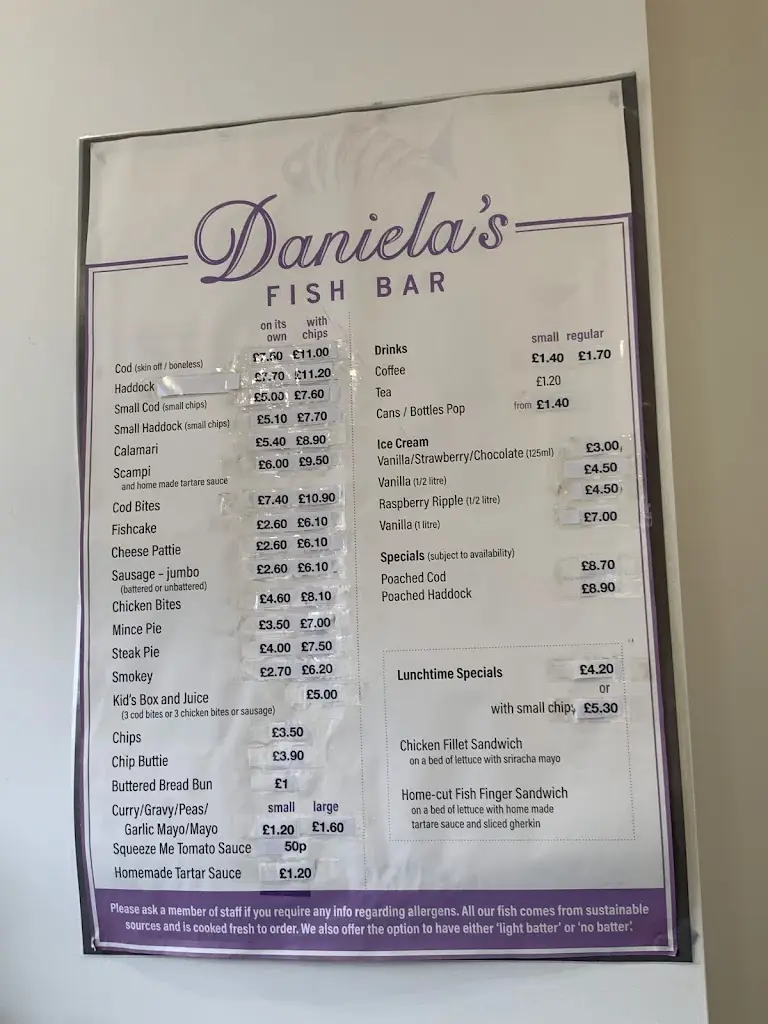 Menu_Daniela's Fish Bar_East Boldon_image_1