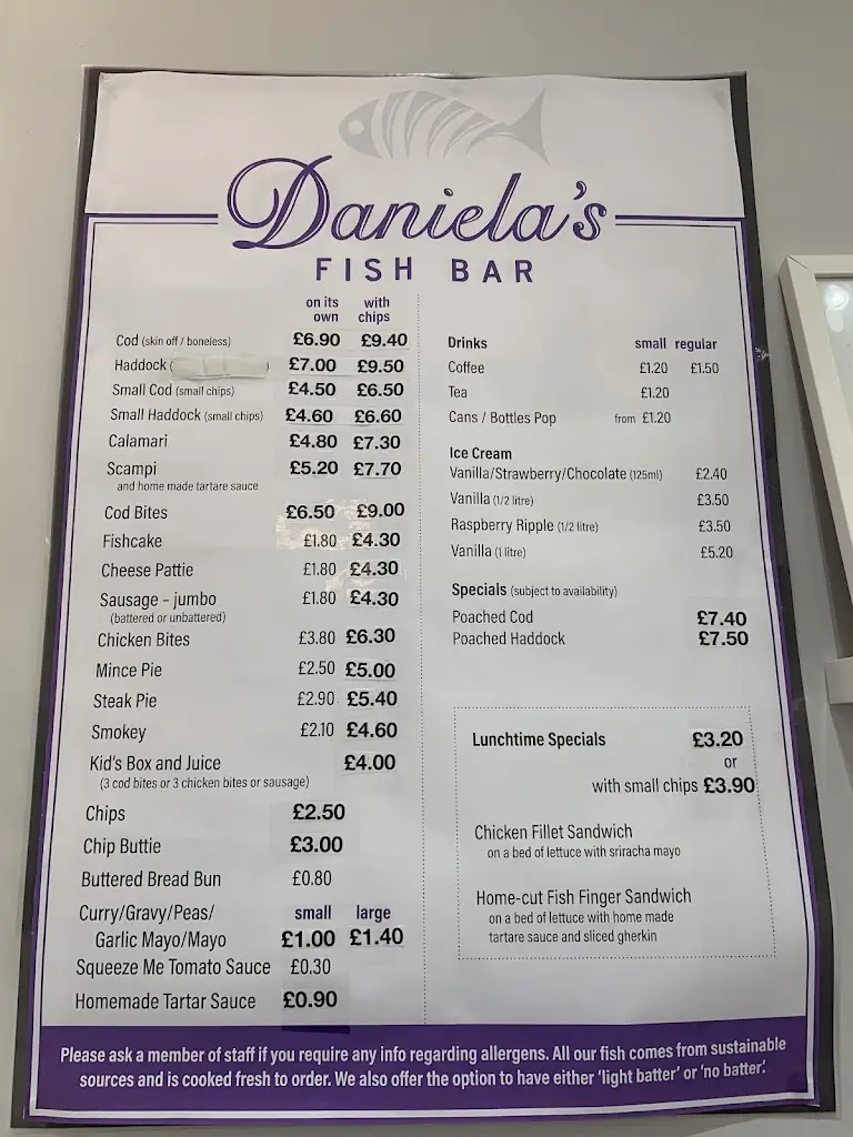 Menu_Daniela's Fish Bar_East Boldon_image_3