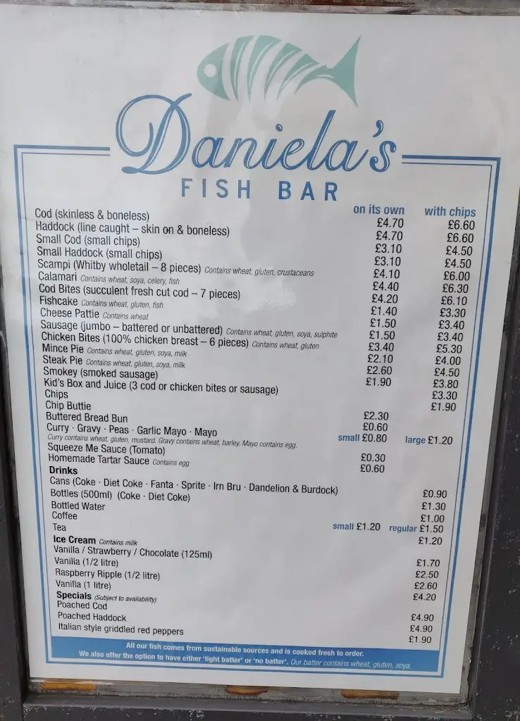 Menu_Daniela's Fish Bar_East Boldon_image_4