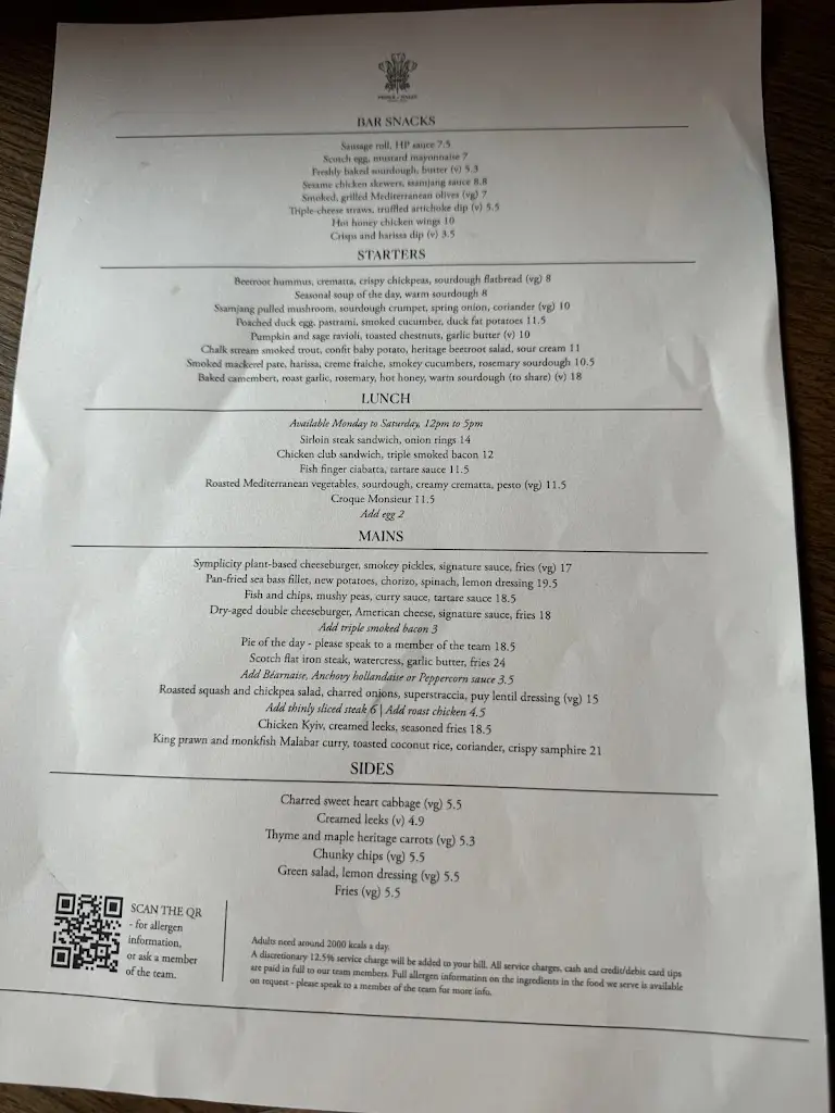 Menu_The Prince Of Wales_East Molesey_image_2