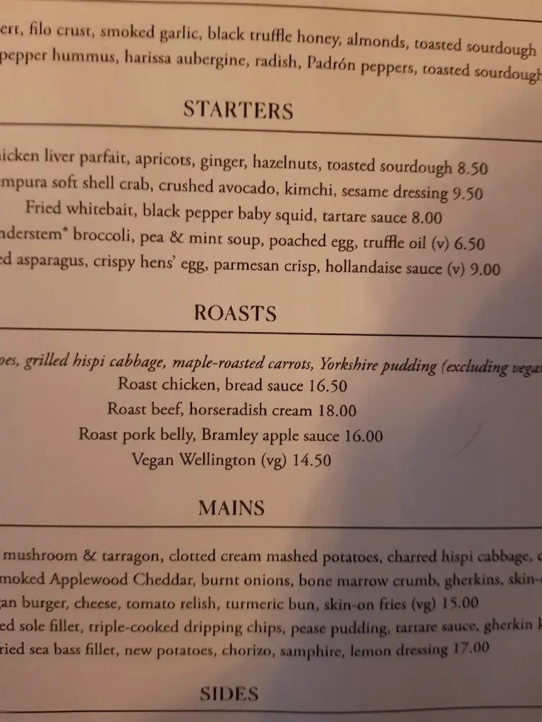 Menu_The Prince Of Wales_East Molesey_image_3