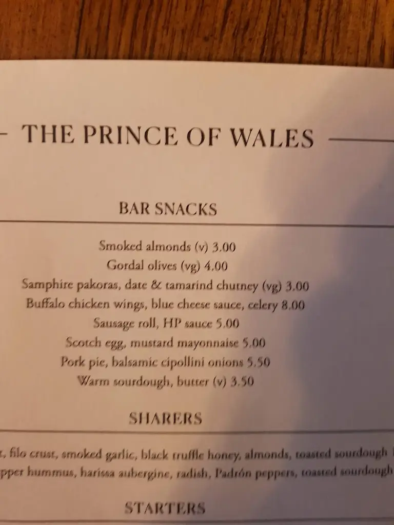 Menu_The Prince Of Wales_East Molesey_image_4