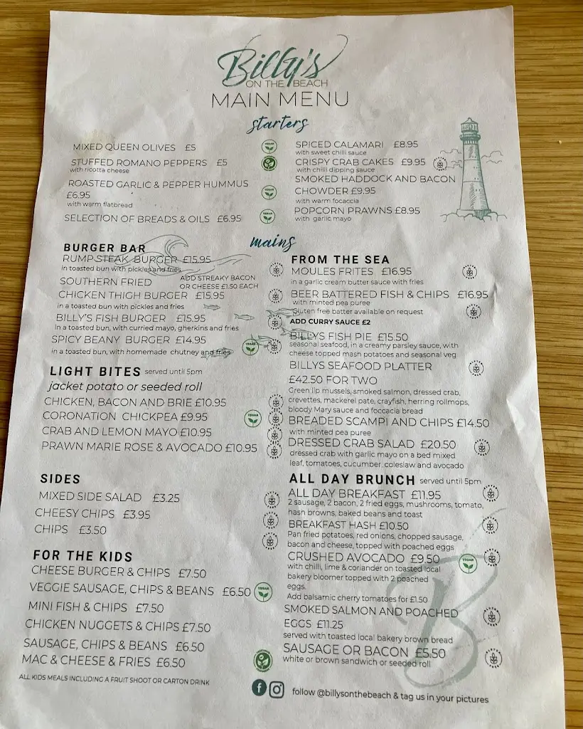Menu_The Beach (was Billy's)_East Wittering_immagine_2