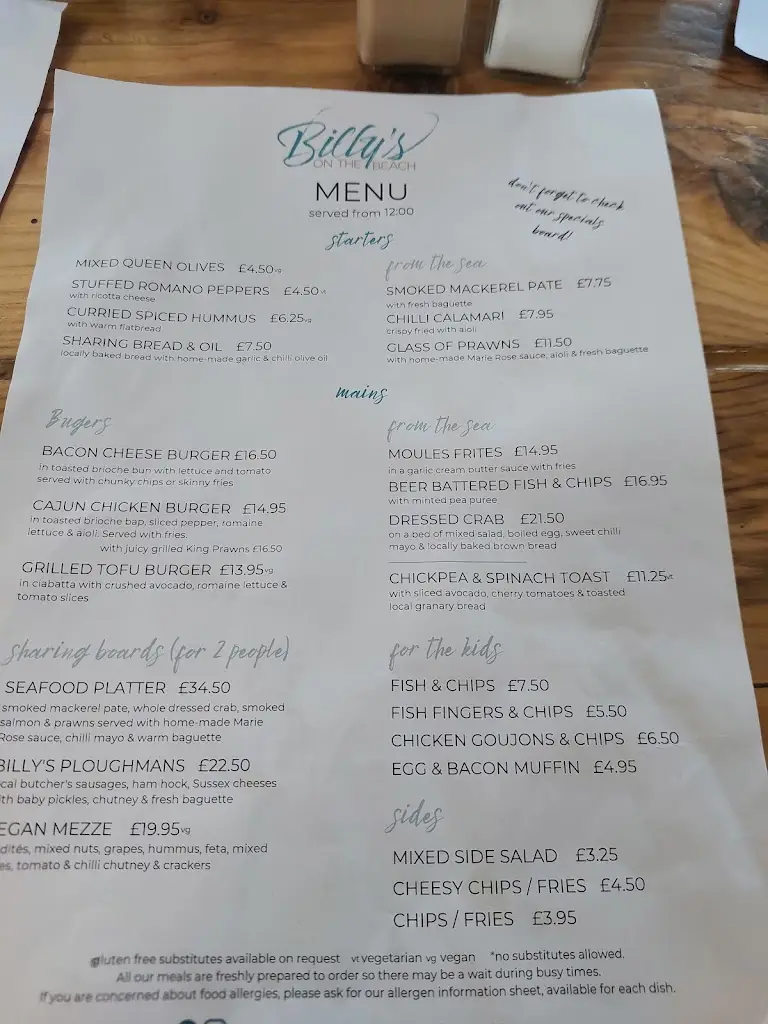 Menu_The Beach (was Billy's)_East Wittering_immagine_3