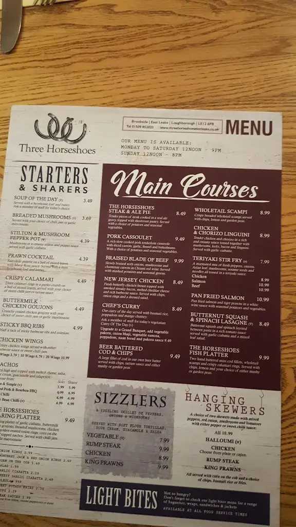 Menu_The Three Horseshoes_East Leake_image_3