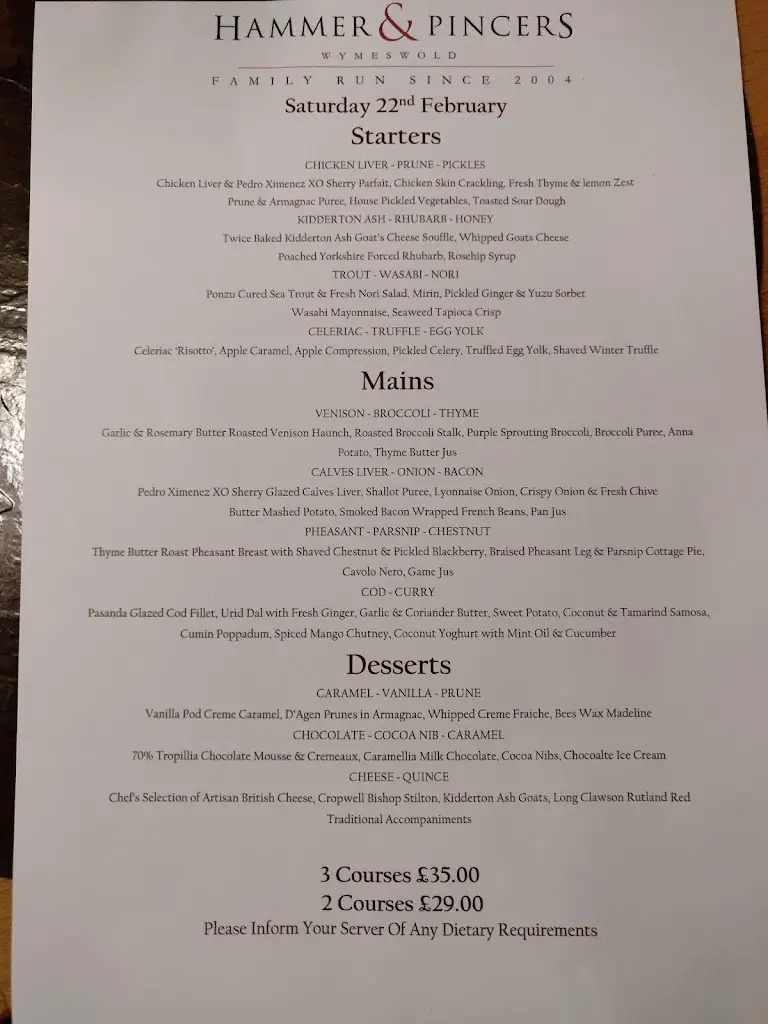 Menu_Hammer & Pincers_East Leake_image_4