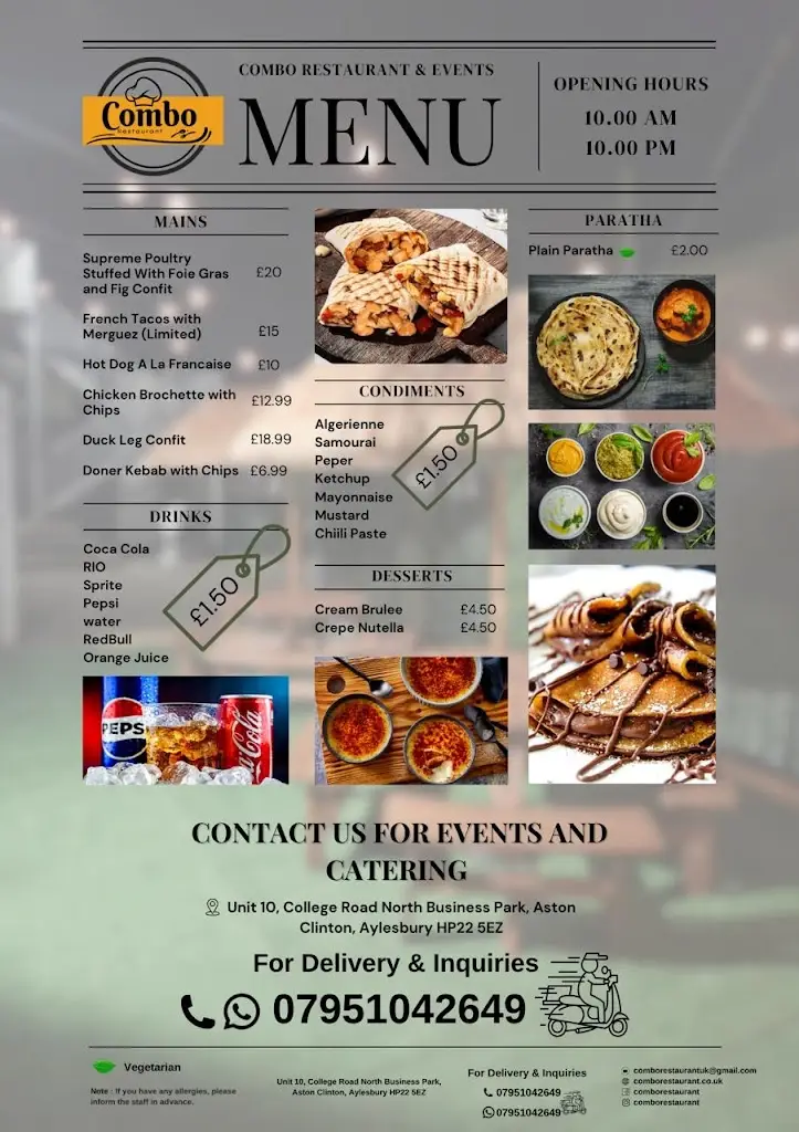 Menu_Combo Restaurant_Aston Clinton_immagine_1