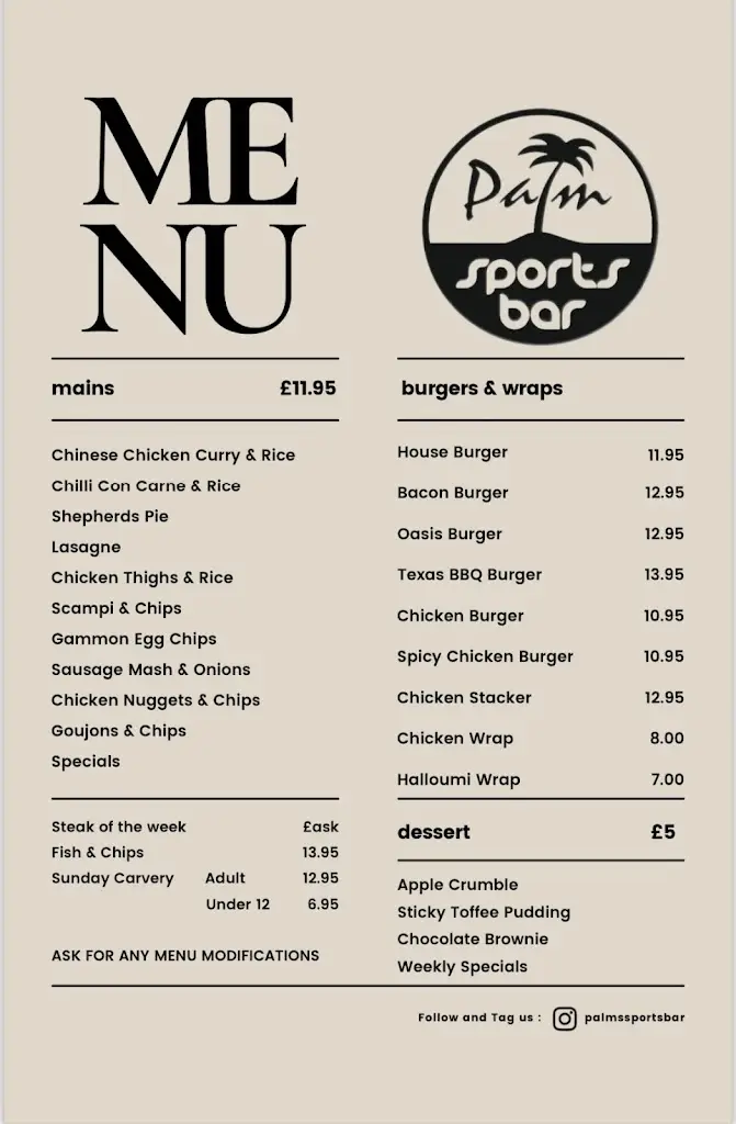Menu_Palm Tree Sports Bar_Eastchurch_image_1