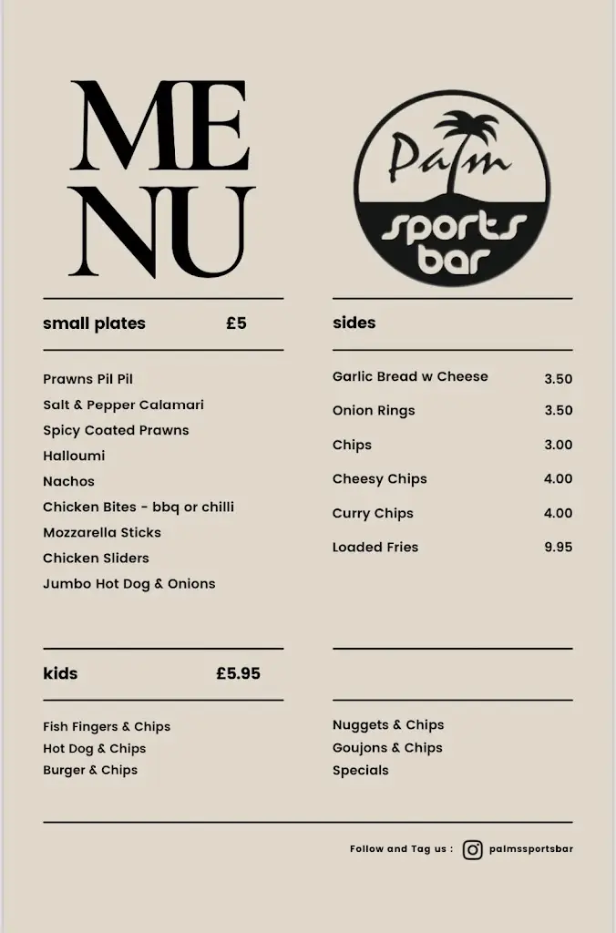 Menu_Palm Tree Sports Bar_Eastchurch_image_2