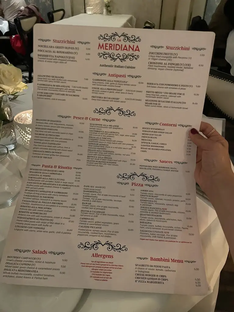 Menu_La Meridiana_East Horsley_image_1