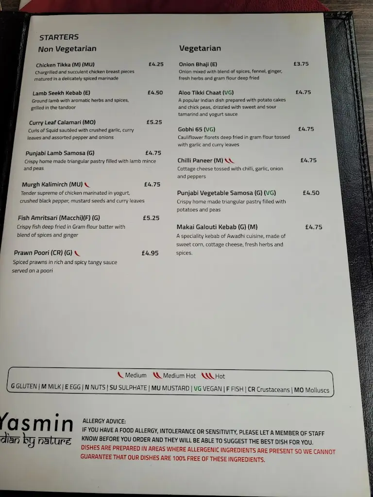 Menu_Yasmin Indian Restaurant_East Horsley_image_3