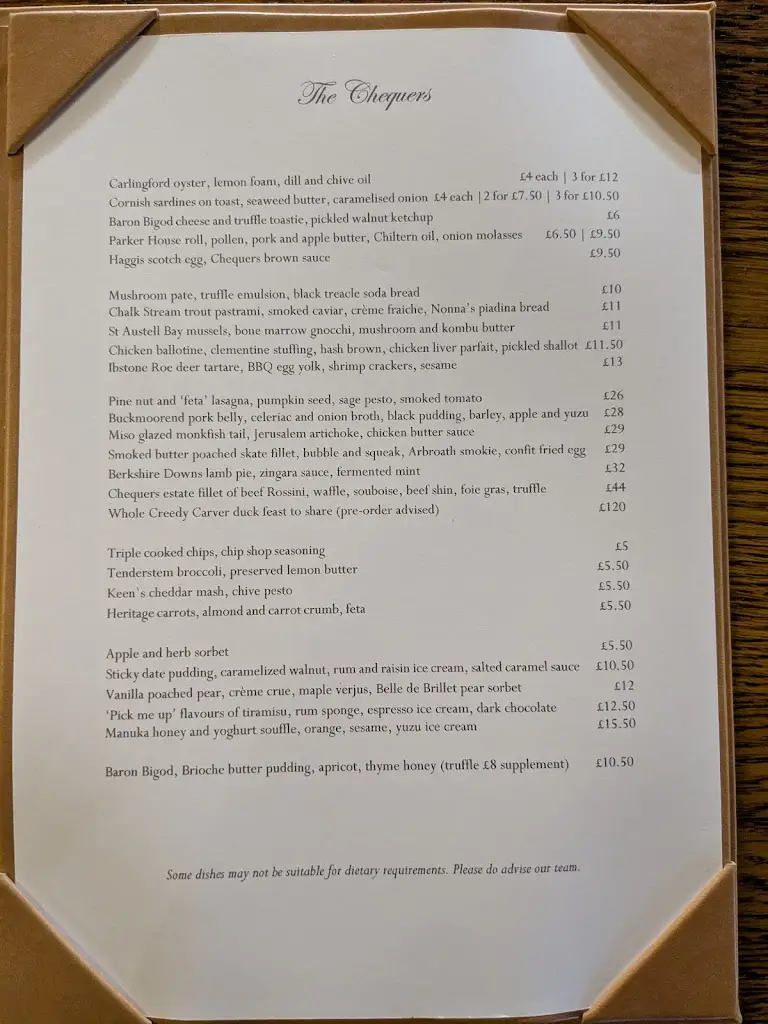 Menu_The Chequers Inn_Aston Clinton_image_1