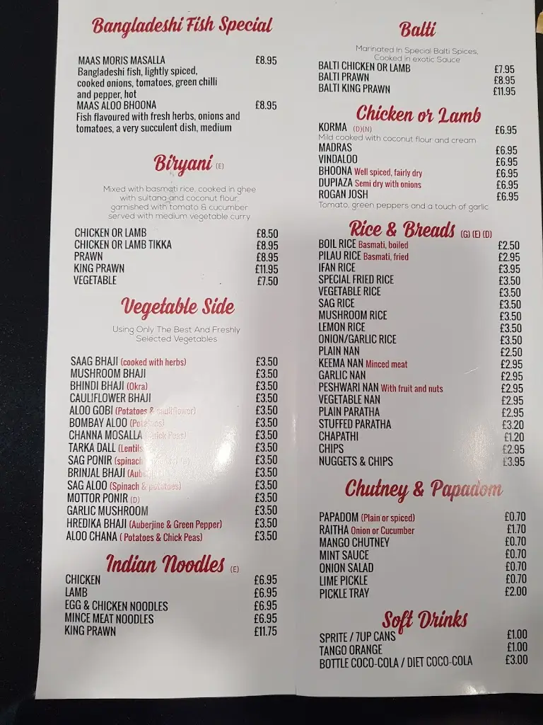 Menu_Shahbaz Taste Of India_East Horsley_image_1