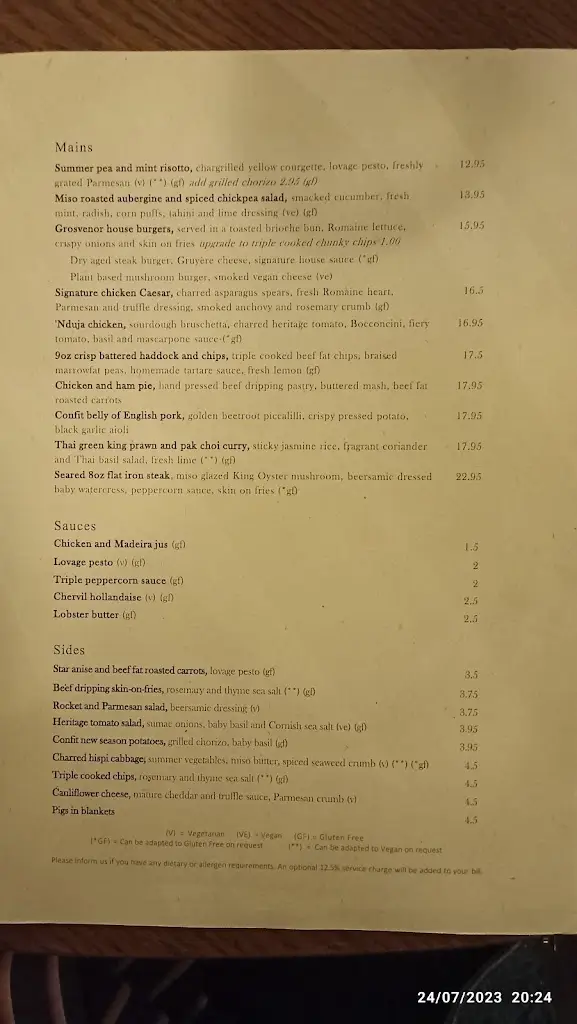 Menu_The Queen's Head_East Horsley_imagen_1
