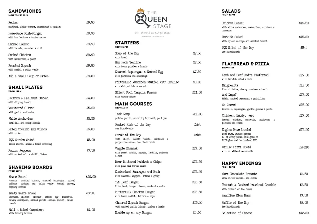 Menu_The Queen Stage_East Horsley_image_1
