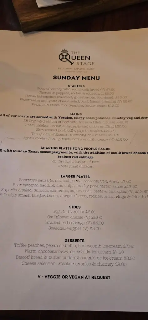 Menu_The Queen Stage_East Horsley_image_2