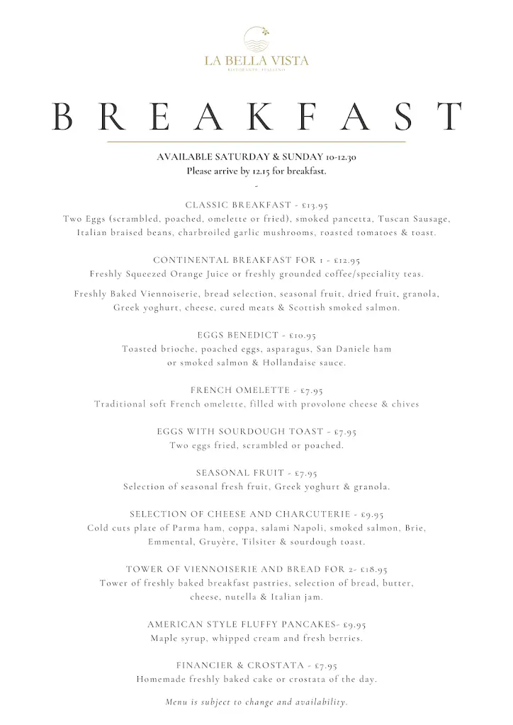 Menü_La Bella Vista_East Sussex_Bild_3