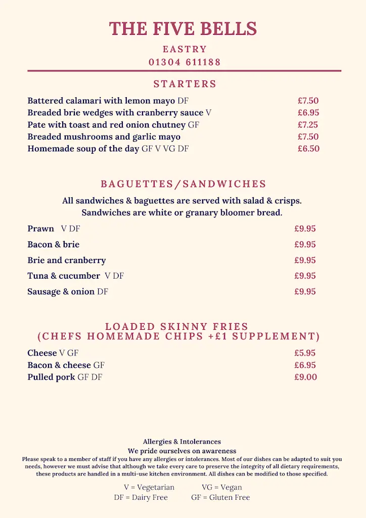 Menu_The Five Bells, Eastry_Eastry_image_4
