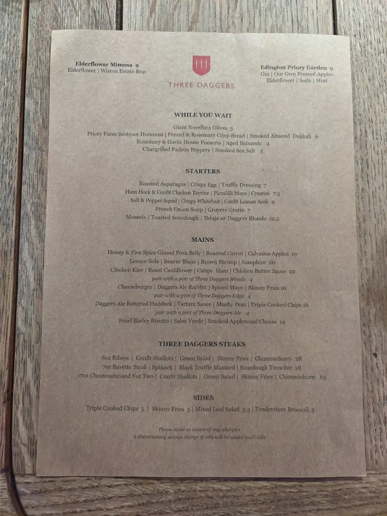 Menu_The Three Daggers_Edington_image_3
