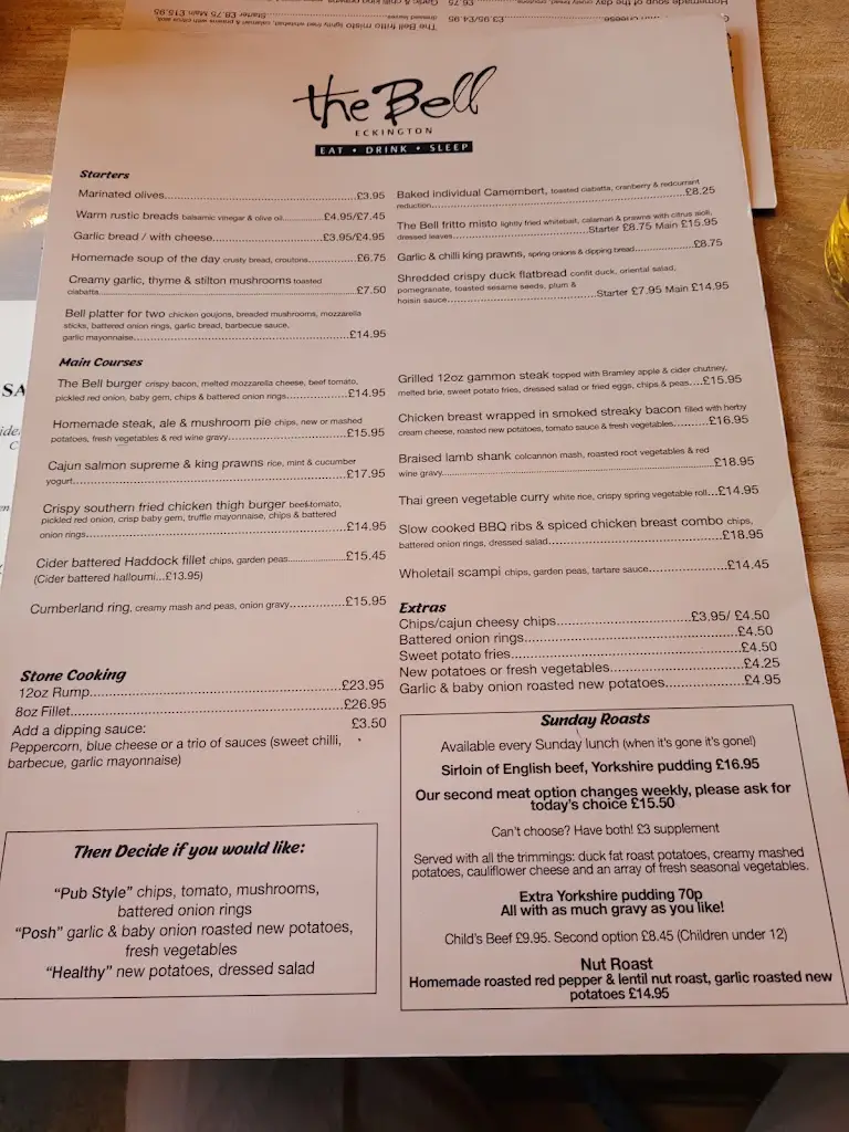 Menu_The Bell_Eckington_image_3