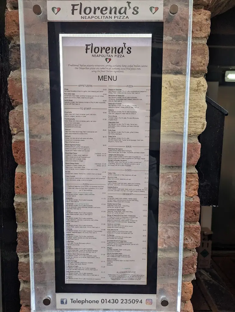 Menu_Florena’s Italian_Eastrington_image_1
