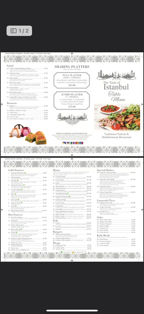 Menu_The Taste of Istanbul_East Dereham_image_2