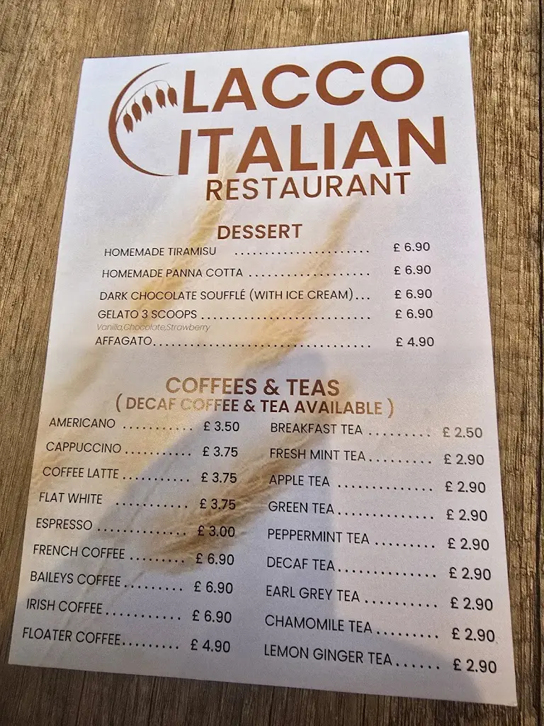 Menü_LACCO ITALIAN RESTAURANT & BAR_East Dereham_Bild_1