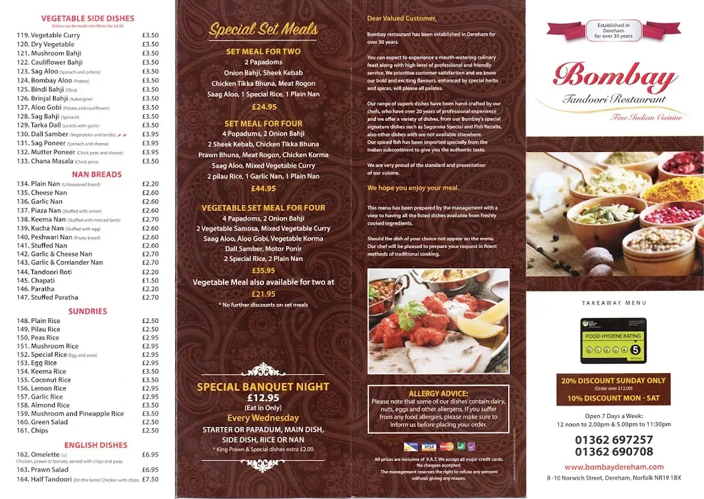 Menu_Bombay Tandoori_East Dereham_immagine_2