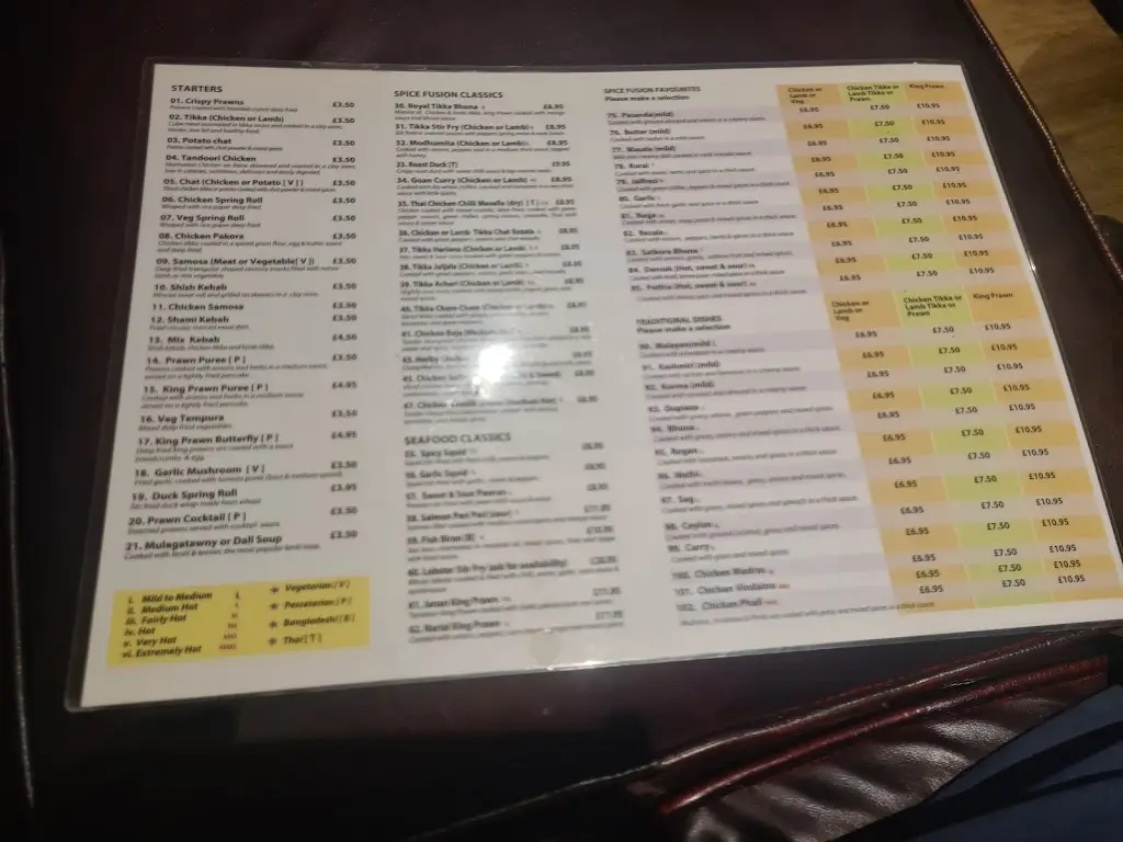 Menu_Spice Fusion_East Dereham_image_1