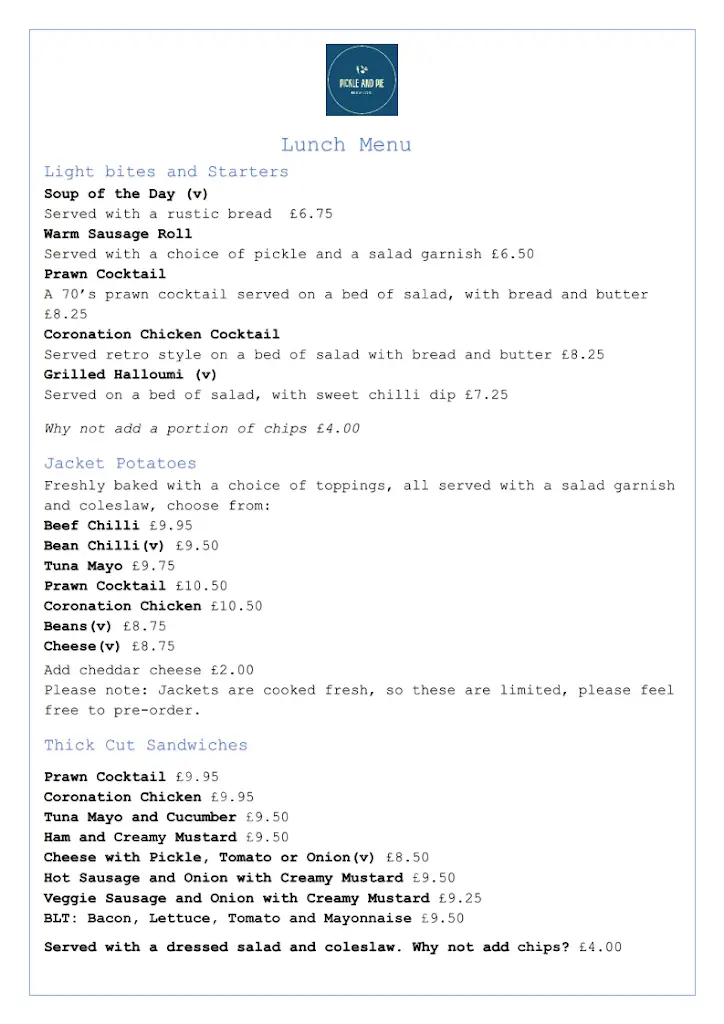Menu_Pickle and Pie_East Dereham_image_3