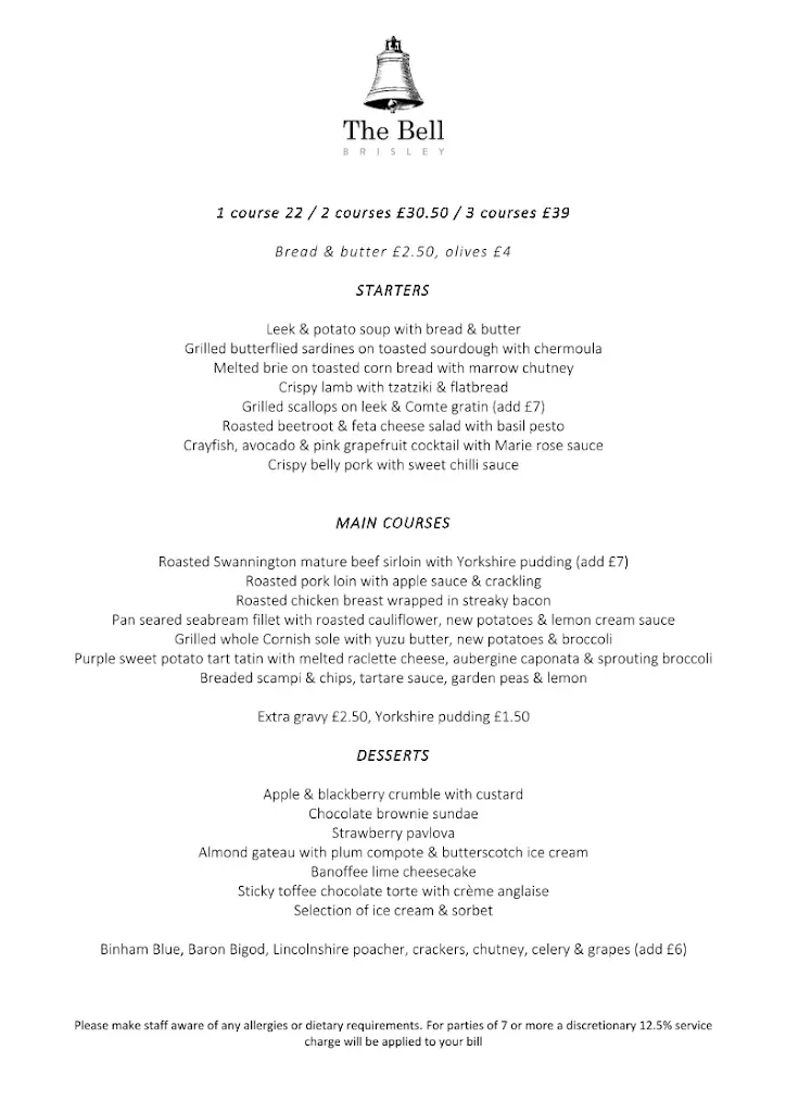 Menu_The Brisley Bell_East Dereham_immagine_3
