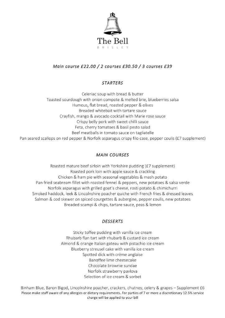 Menu_The Brisley Bell_East Dereham_immagine_4