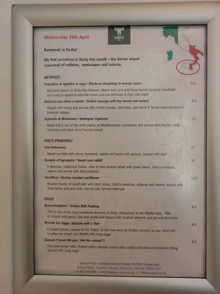 Menu_Darbys Pub_East Dereham_image_1