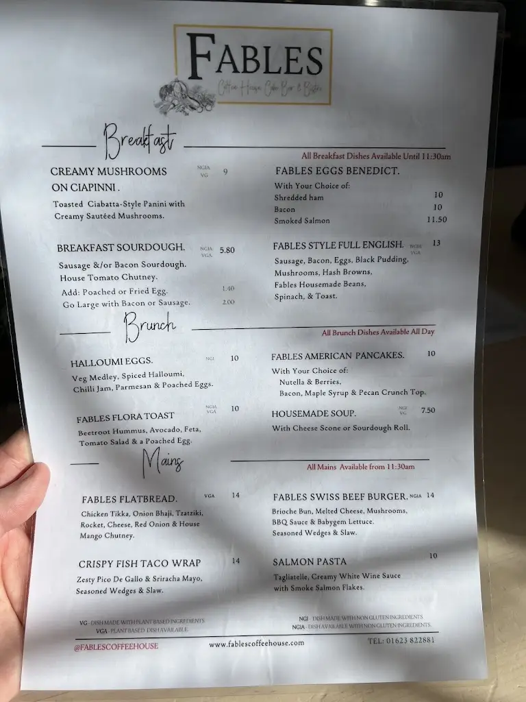 Menu_Fables Coffee House_Edwinstowe_image_1