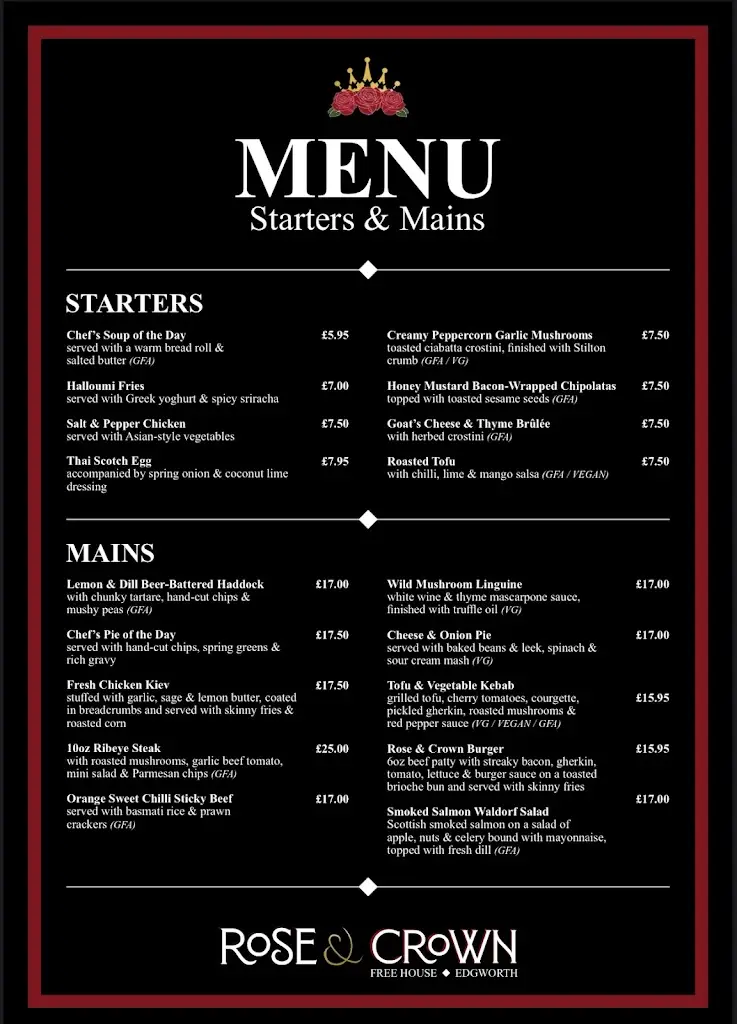 Menu_Rose & Crown Pub Edgworth_Edgworth_image_2