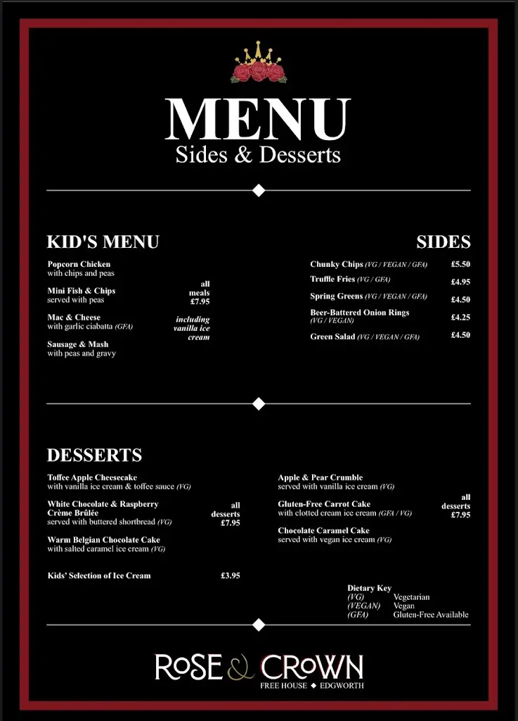 Menu_Rose & Crown Pub Edgworth_Edgworth_image_4