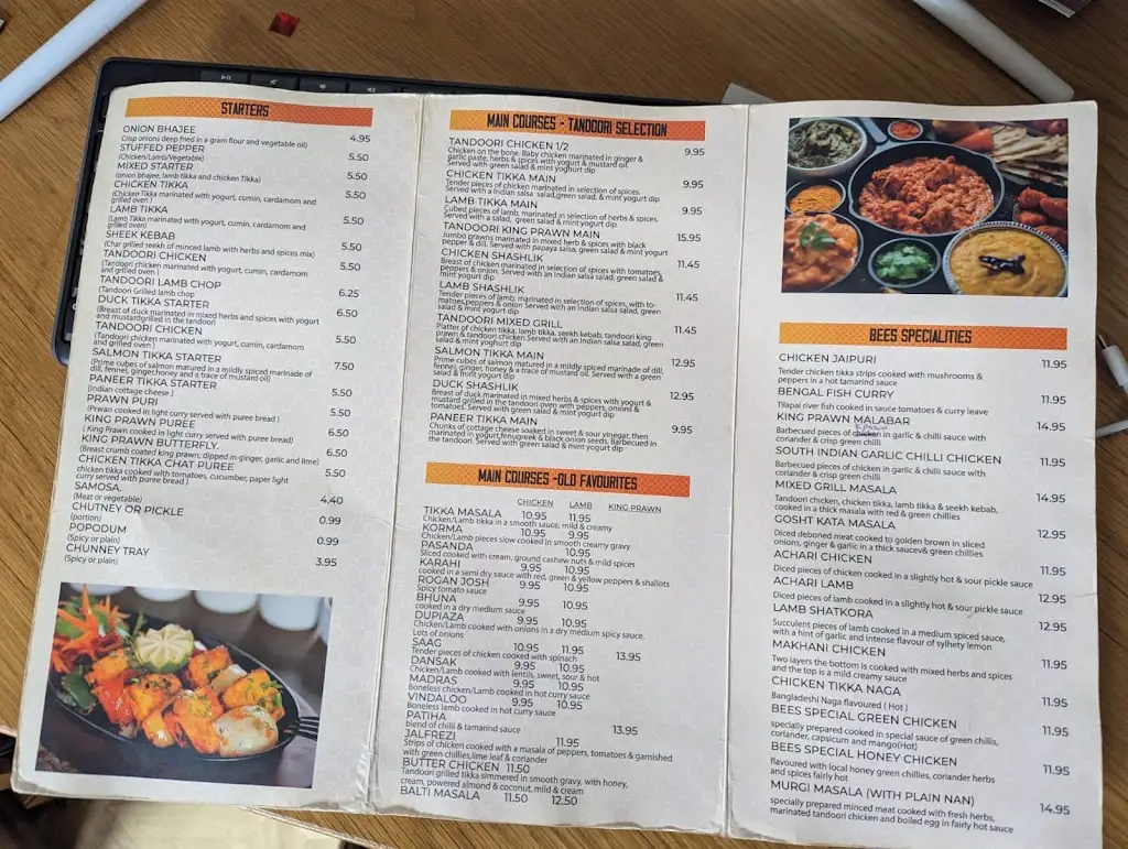 Menu_Bees Indian Restaurant Bar & Grill_Eight Ash Green_image_1