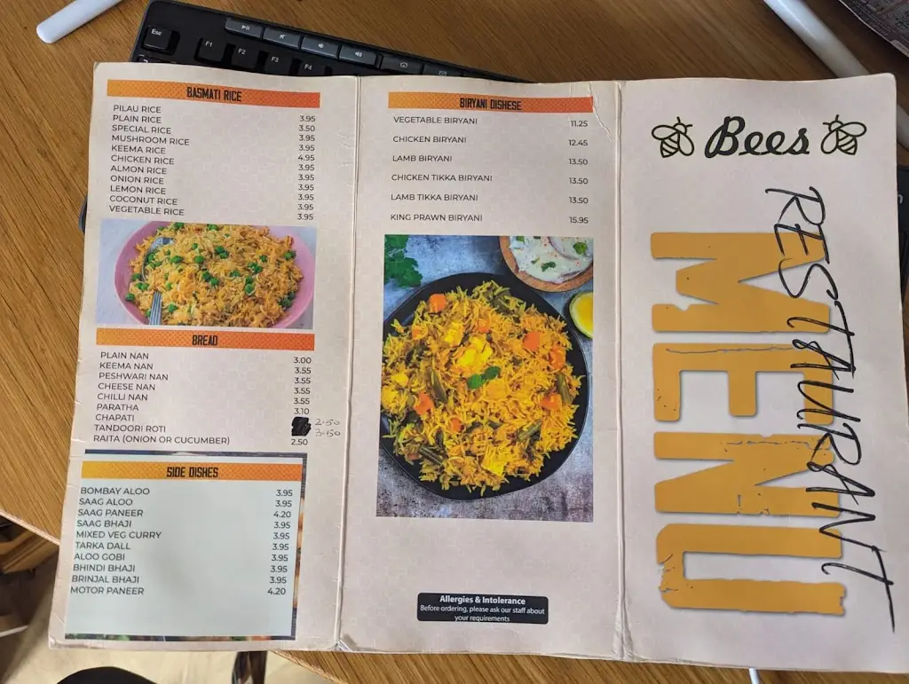 Menu_Bees Indian Restaurant Bar & Grill_Eight Ash Green_image_2