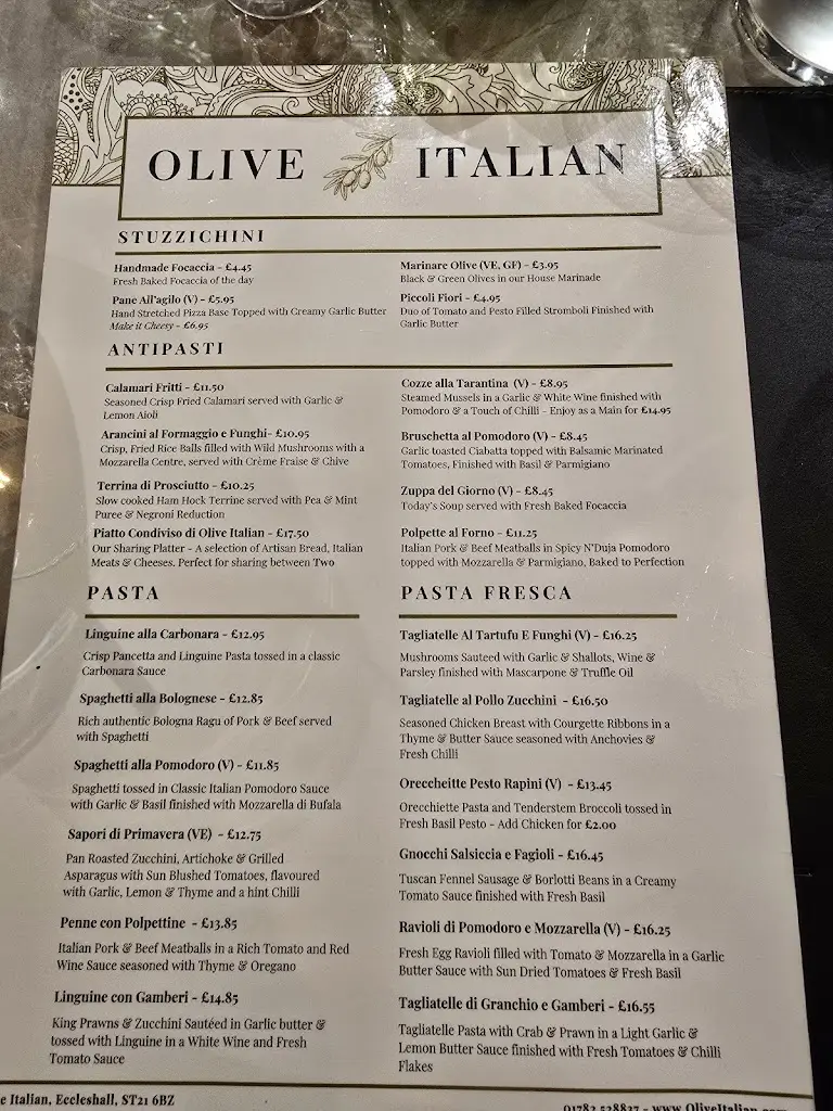 Menu_Olive Italian_Eccleshall_immagine_1