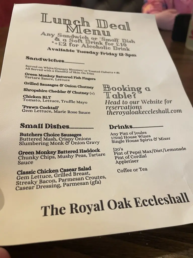 Menu_The Royal Oak_Eccleshall_imagen_2