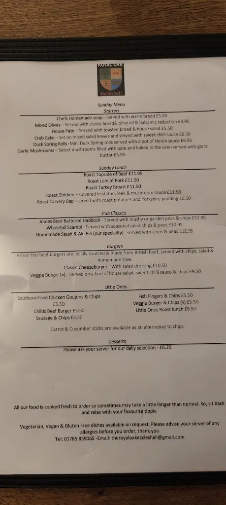 Menu_The Royal Oak_Eccleshall_imagen_4